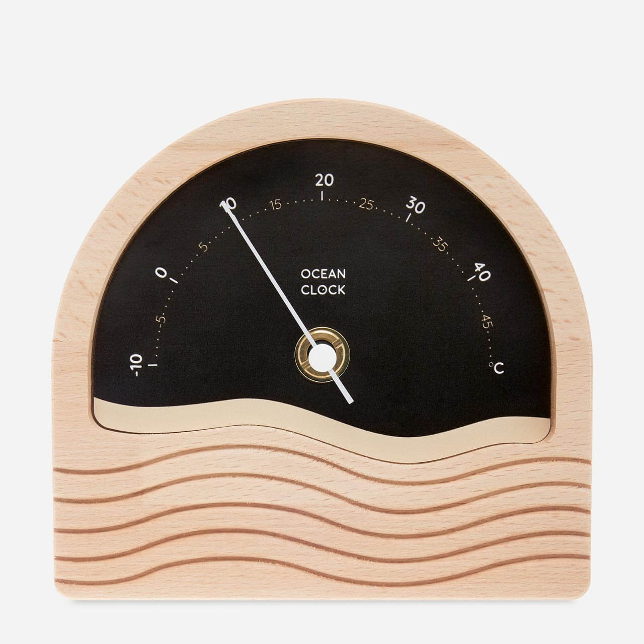 wooden thermometer and black dial in celsius