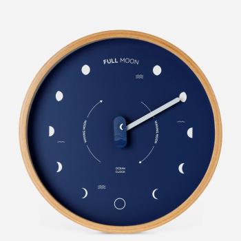 Marine Moon phases clock – Lunar Beech wood wall clock