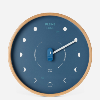 Horloge Lunaire Bleu foncé - Modèle Storm en bois