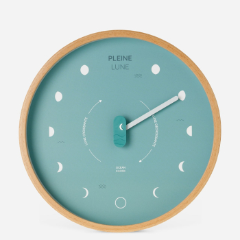 Horloge Lunaire Bleu turquoise - Modèle Arctic en bois