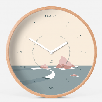 Horloge pastel sunset et son illustration de l'océan