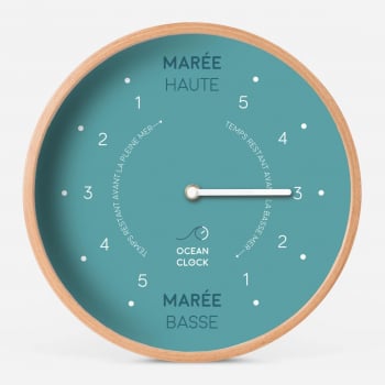 Horloge des marées bois et turquoise Arctic en français