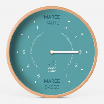 Horloge des marées bois et turquoise Arctic en français