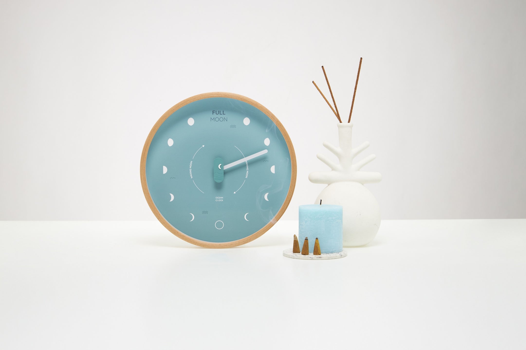 Moon Phase Clock Arctic Blue
