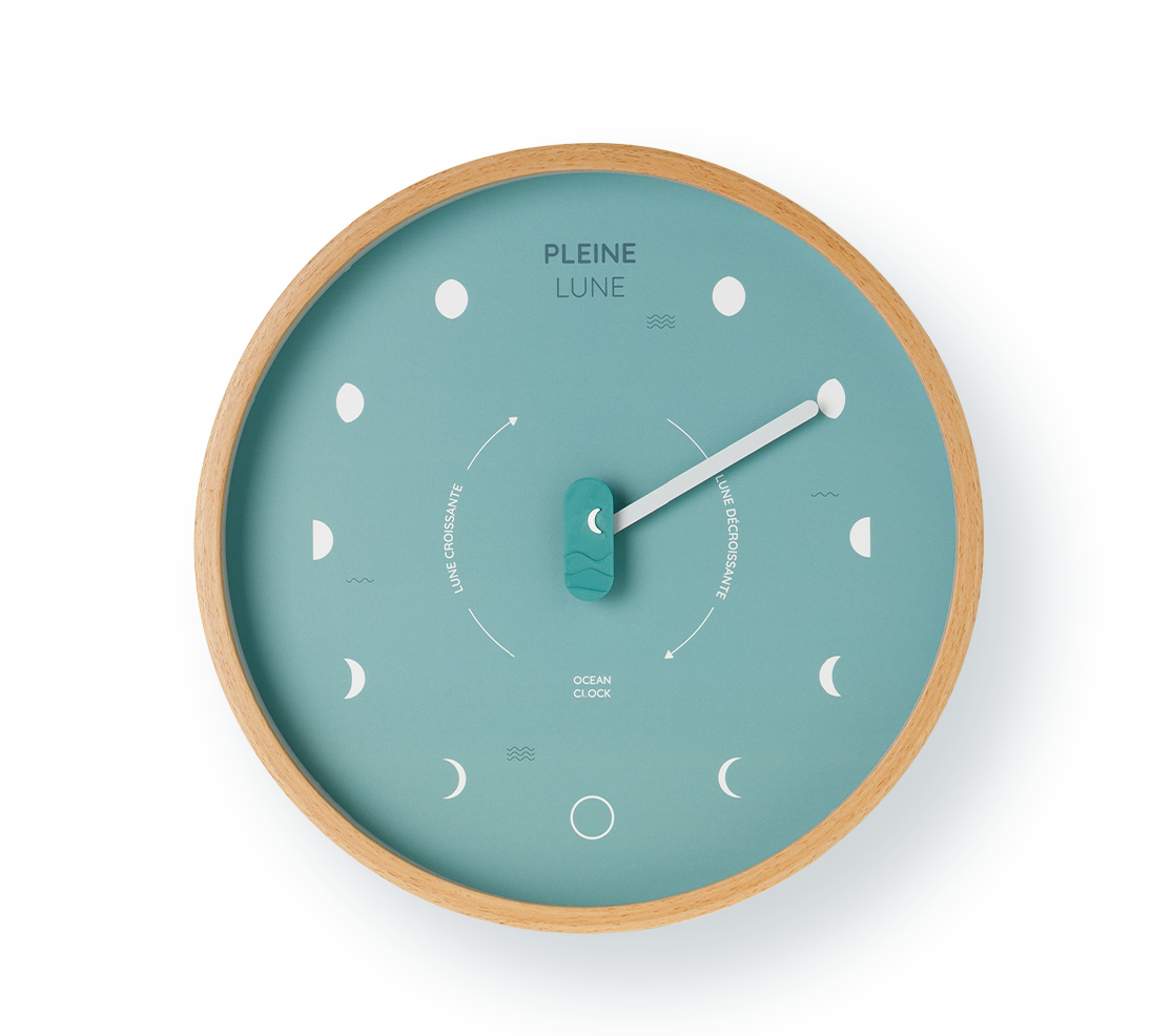 Moon Phase Clock Arctic Blue